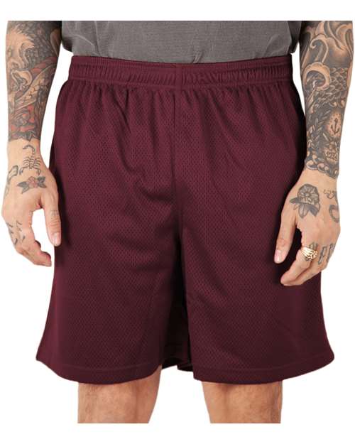 Unisex Mesh PE Shorts - Burgundy Front