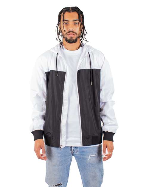 Unisex Windbreaker Jacket - White/ Black Front