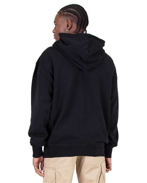 Unisex Max Heavy Fleece Garment-Dyed Double-Zip Hooded Sweatshirt - Black Back