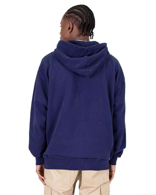 Unisex Max Heavy Fleece Garment-Dyed Double-Zip Hooded Sweatshirt - Navy Back
