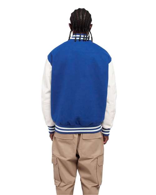 Unisex Letterman Jacket - Royal/ White Back