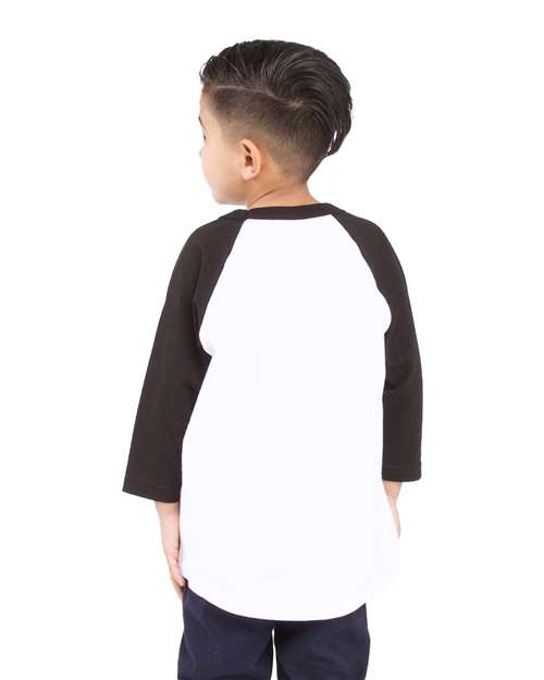 Youth Three-Quarter Sleeve Raglan - White/ Black Back