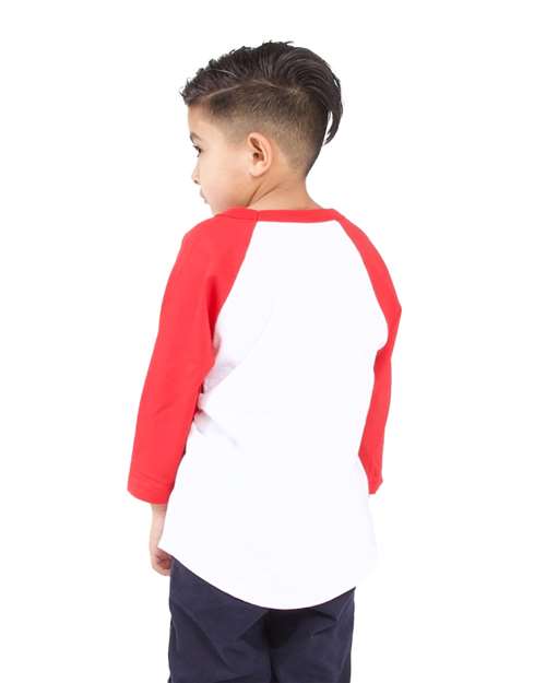 Youth Three-Quarter Sleeve Raglan - White/ Red Back