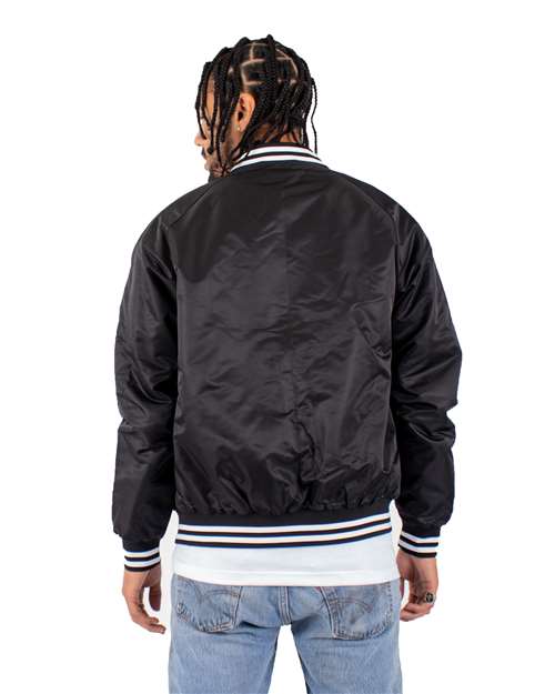 Unisex Varsity Bomber Jacket - Black Back