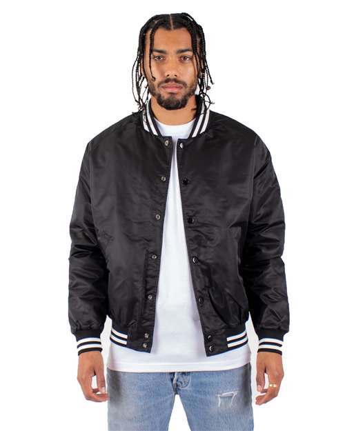 Unisex Varsity Bomber Jacket - Black Front