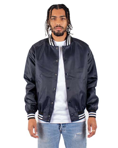 Unisex Varsity Bomber Jacket - Navy Front