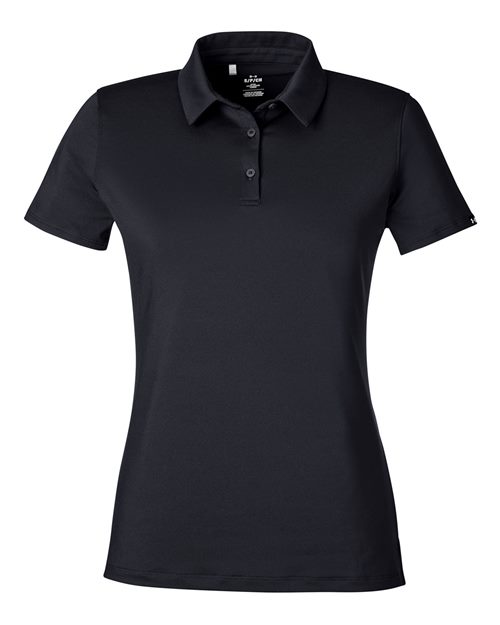 Women's Recycled Polo - Black/ White Front