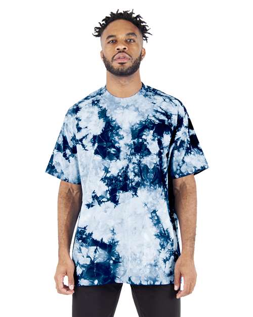 Unisex Max Heavyweight Tie-Dyed T-Shirt - Navy/ White Front