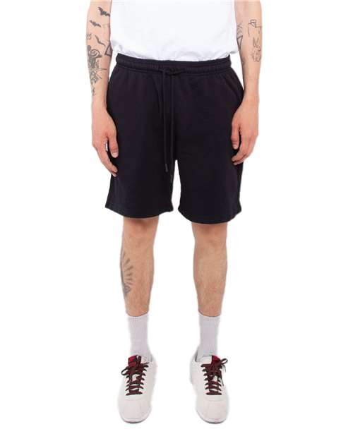 Unisex Garment-Dyed Fleece Shorts - Black Front