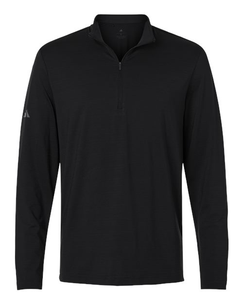 Men's Textured Stripe Quarter-Zip Pullover - Black Front
