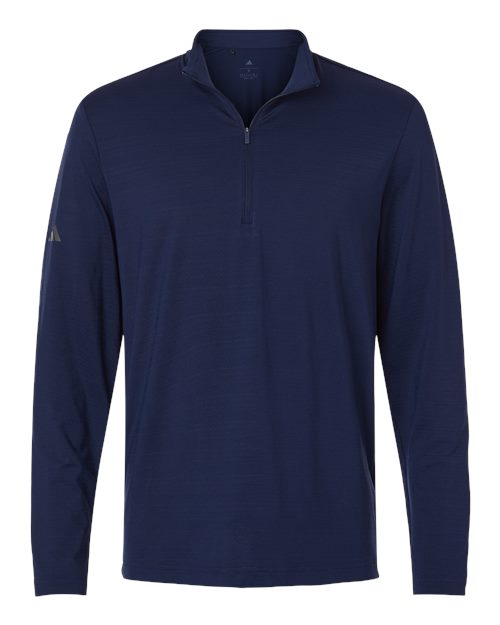 Men's Textured Stripe Quarter-Zip Pullover - Dark Blue Front