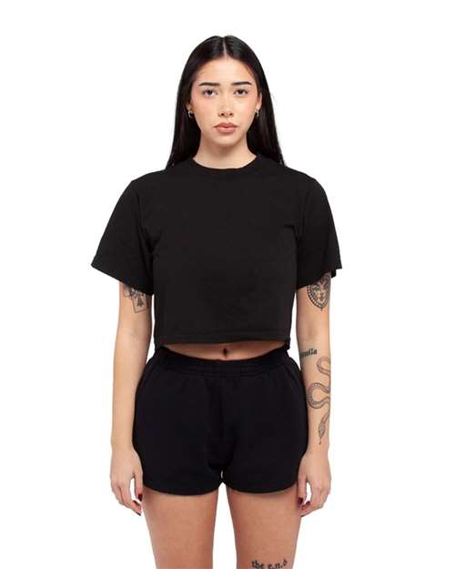 Women's Garment-Dyed Crop T-Shirt - Black Front