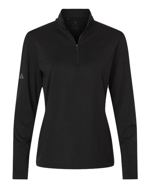 Women's Textured Stripe Quarter-Zip Pullover - Black Front
