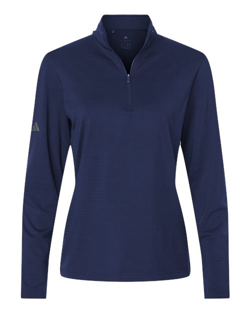 Women's Textured Stripe Quarter-Zip Pullover - Dark Blue Front