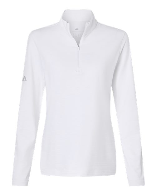 Women's Textured Stripe Quarter-Zip Pullover - White Front