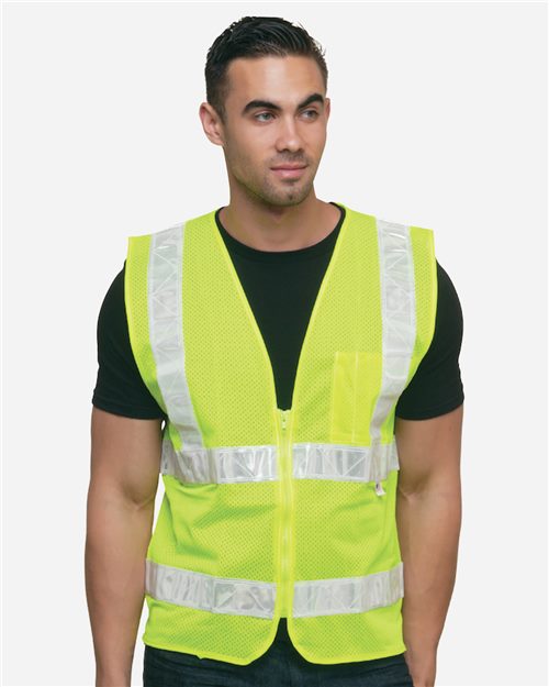 Unisex USA-Made Mesh Safety Vest - Lime Green Front