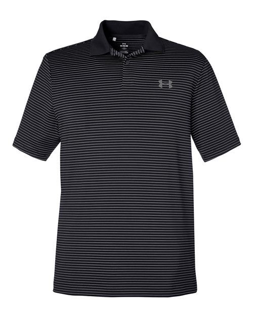 Men's 3.0 Striped Perf Polo - Black_001 Front