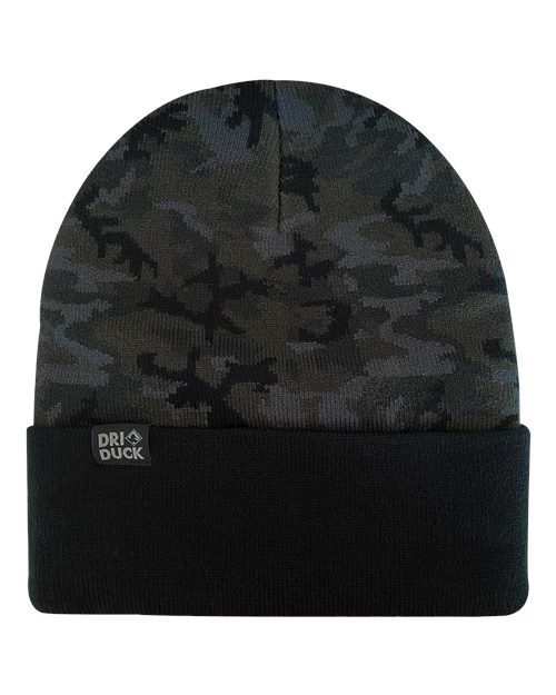 Coleman Cuffed Beanie - Black Woodland Camo Front