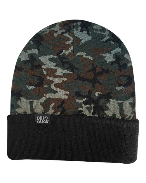 Coleman Cuffed Beanie - Green Woodland Camo Front