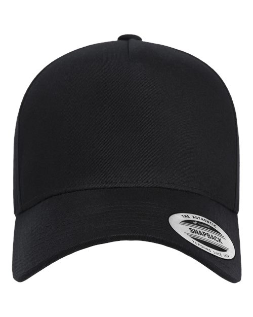 Retro Cotton Blend Snapback Cap - Black Front