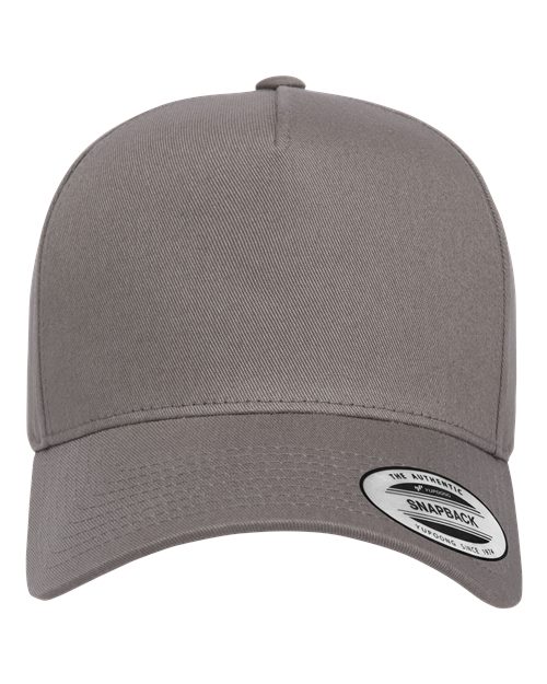 Retro Cotton Blend Snapback Cap - Grey Front
