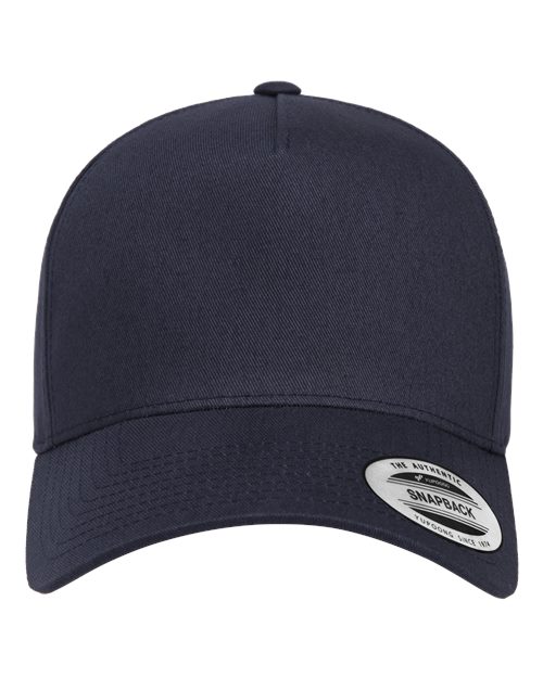 Retro Cotton Blend Snapback Cap - Navy Front