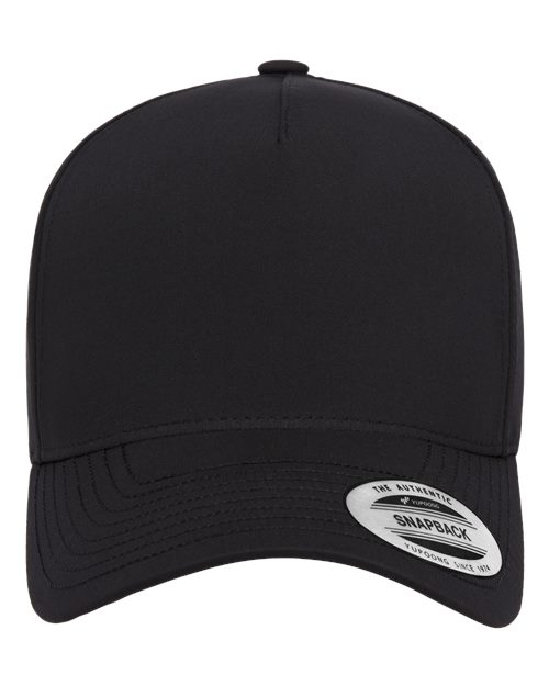 Five-Panel Snapback with Perforated Cap - Black Front