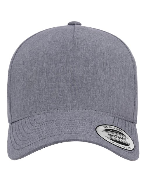 Five-Panel Snapback with Perforated Cap - Heather Grey Front