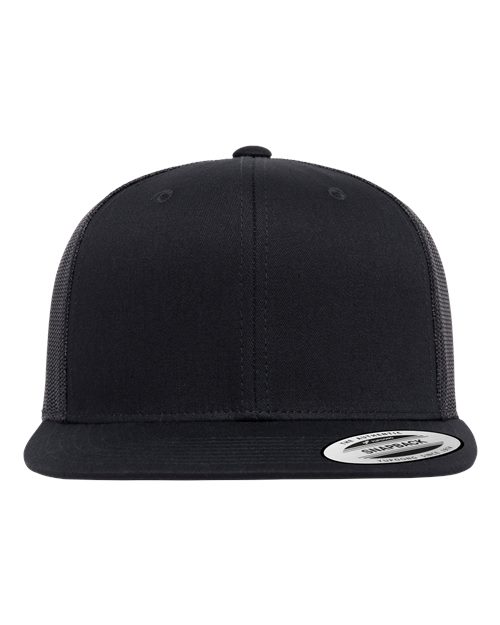 YP Classics Retro High Profile Trucker Cap - Black Front
