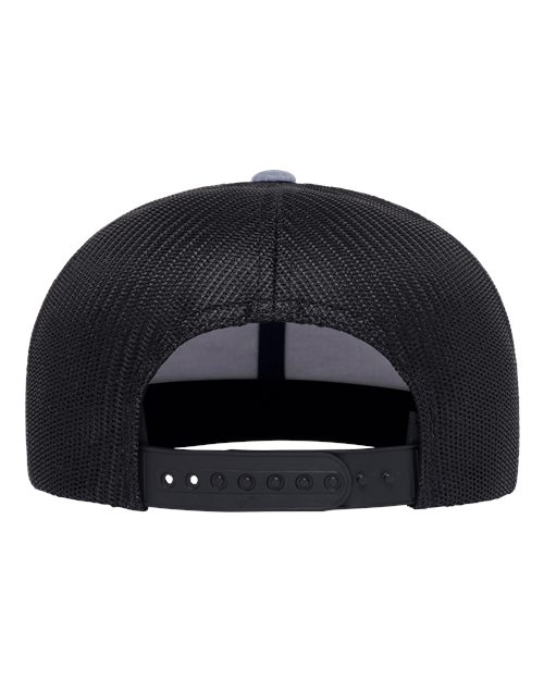 Retro High Profile Trucker Cap - Heather Grey/ Black Back