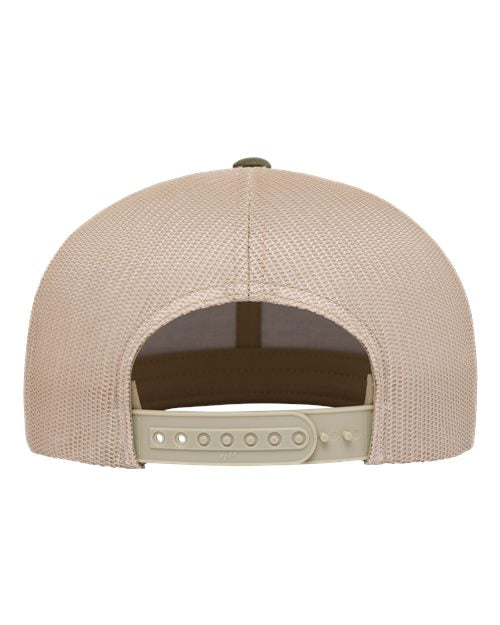 Retro High Profile Trucker Cap - Moss Green/ Khaki Back