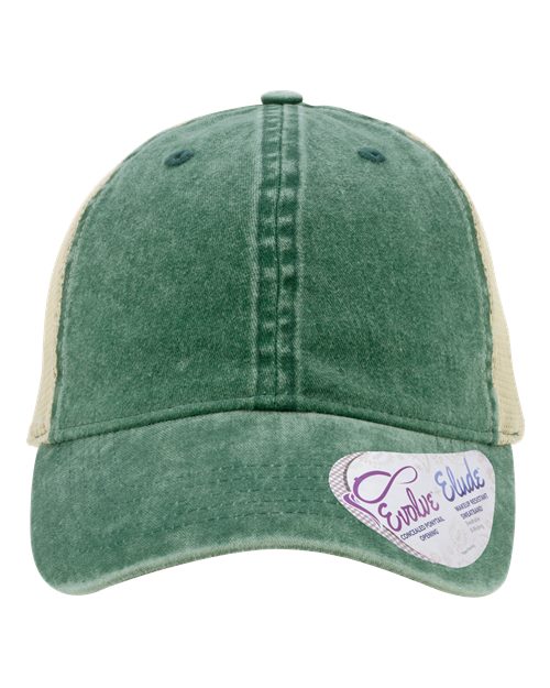 Women's Washed Mesh-Back Cap - Jade/ Daisy/ Khaki Front