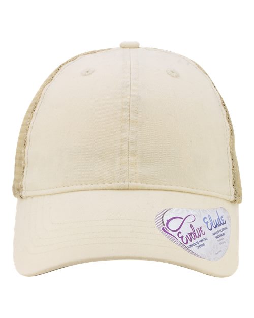 Women's Washed Mesh-Back Cap - Vanilla/ Longhorn/ Khaki Front