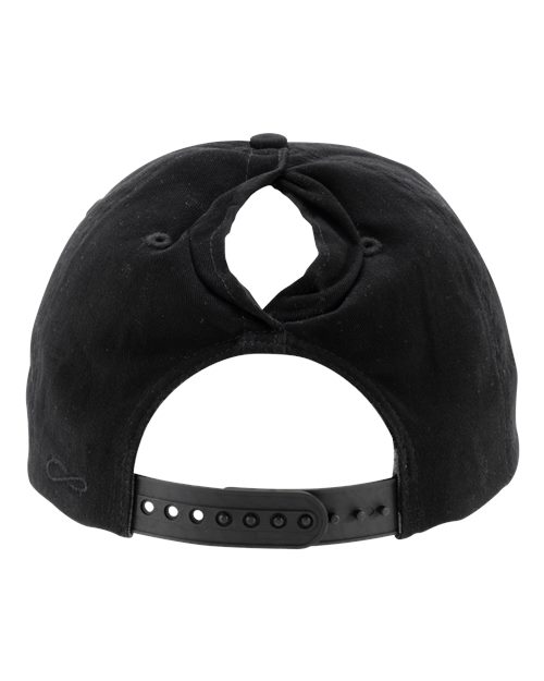 Women's Five-Panel Rope Cap - Black/ Black Leopard Back