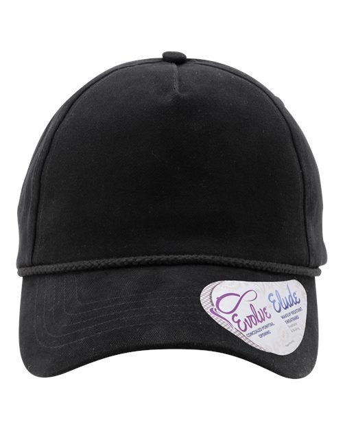 Women's Five-Panel Rope Cap - Black/ Black Leopard Front