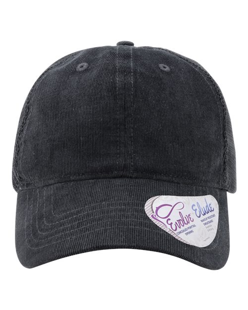 Women's Corduroy Cap - Black / Black Leopard/ Black Front