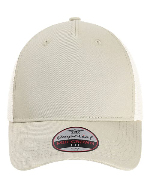 The Gambit Mesh Back Cap - Stone Khaki/ Stone Front