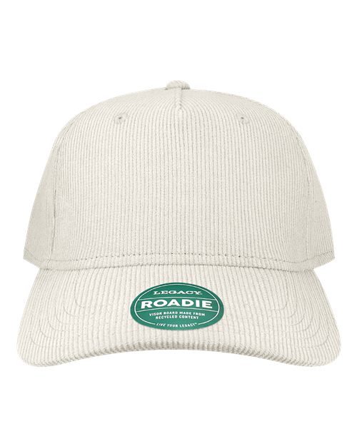 Five-Panel Adjustable Cap - Ivory Corduroy Front