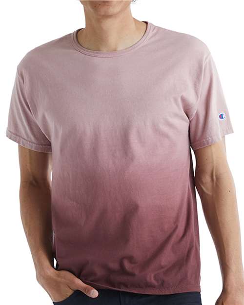 Unisex Classic Jersey Dip Dye T-Shirt - Maroon Ombre Front