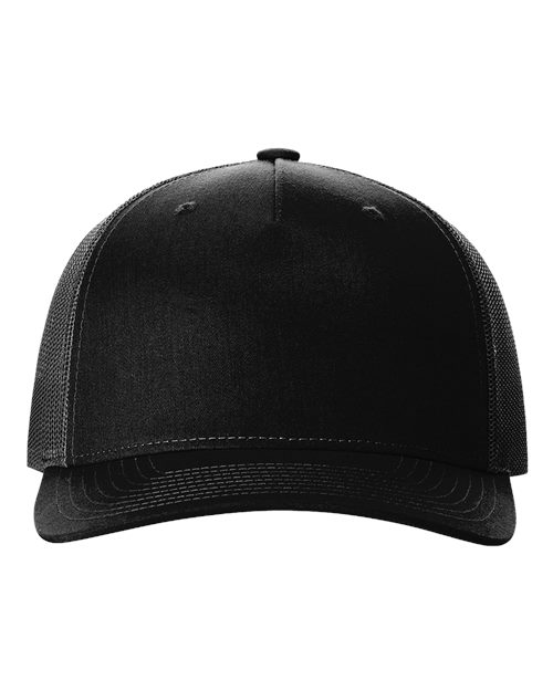 Five-Panel Trucker Cap - Black Front