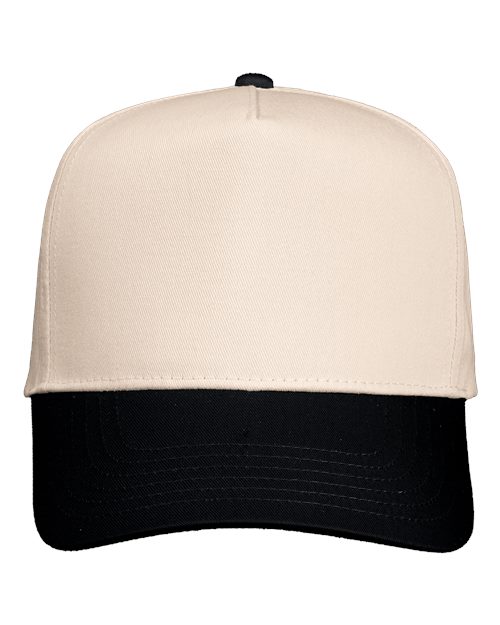 Five-Panel Twill Cap - Natural/ Black Front