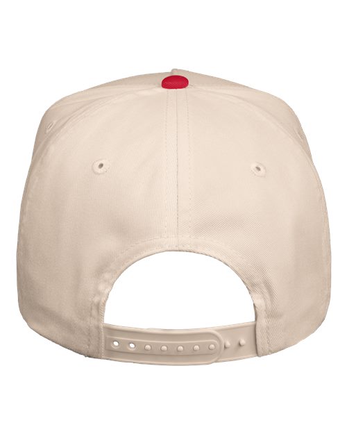 Five-Panel Twill Cap - Natural/ Red Back