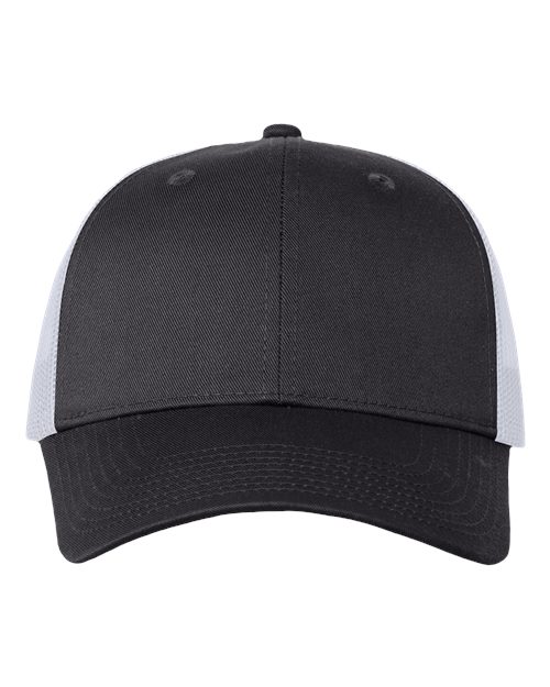 Valucap Mesh-Back Twill Trucker Cap - Charcoal/ White Front
