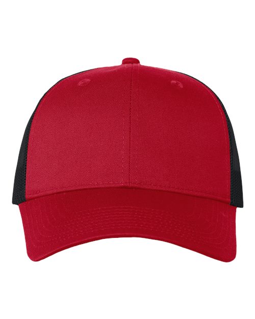 Mesh-Back Twill Trucker Cap - Red/ Black Front