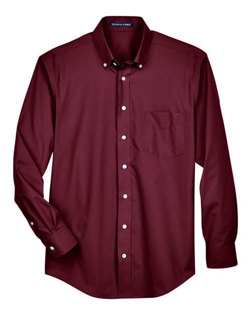 Men's Crown Collection® Broadcloth Woven Dress Shirt - Burgundy Front