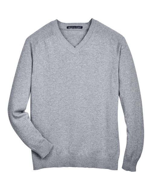 Men's V-Neck Sweater - Grey Heather Front