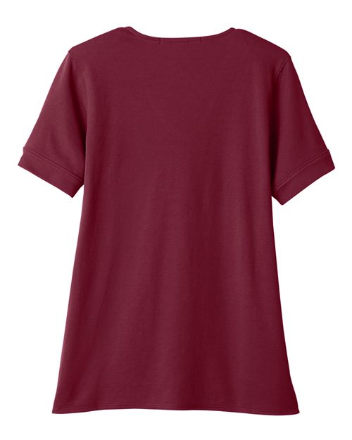 Women's CrownLux Performance® Plaited Rolled Sleeve Shirt - Burgundy Back