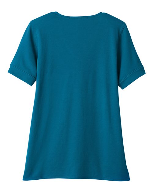 Women's CrownLux Performance® Plaited Rolled Sleeve Shirt - Dark Teal Back