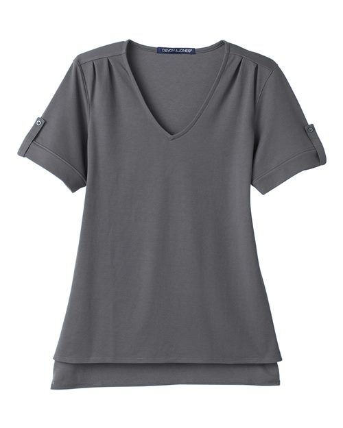 Women's CrownLux Performance® Plaited Rolled Sleeve Shirt - Graphite Front