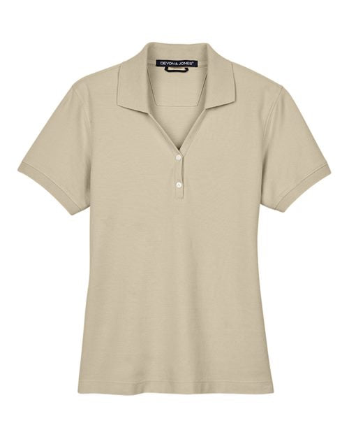Women's Pima Piqué Polo - Stone Front